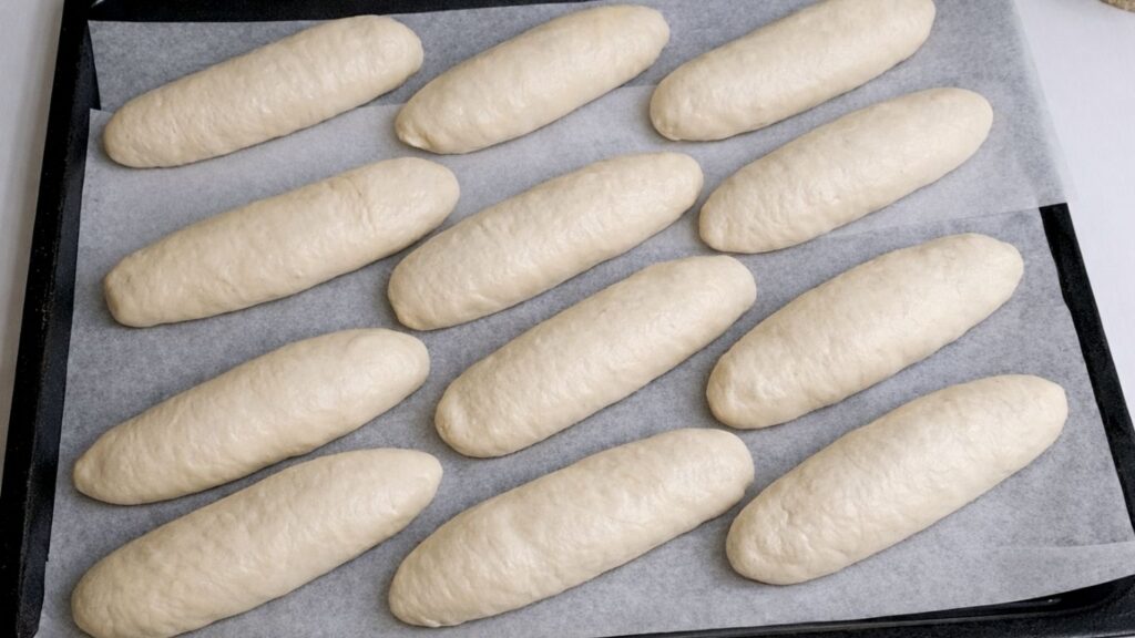 Shaped mini baguettes ready for baking