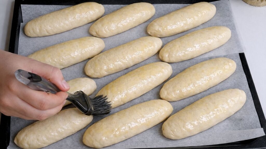 Shaped mini baguettes ready for baking