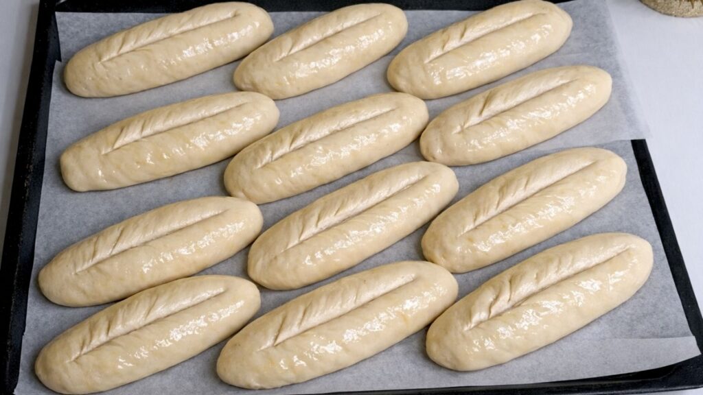 Shaped mini baguettes ready for baking