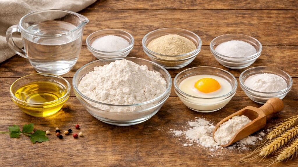 Ingredients for homemade baguettes recipe