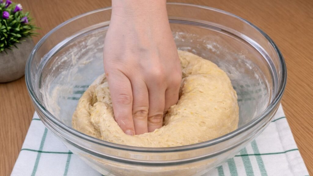 smooth kneaded dough ready to rest for blueberry lemon rolls