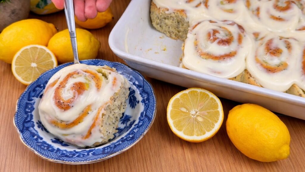 soft lemon poppy seed roll on plate