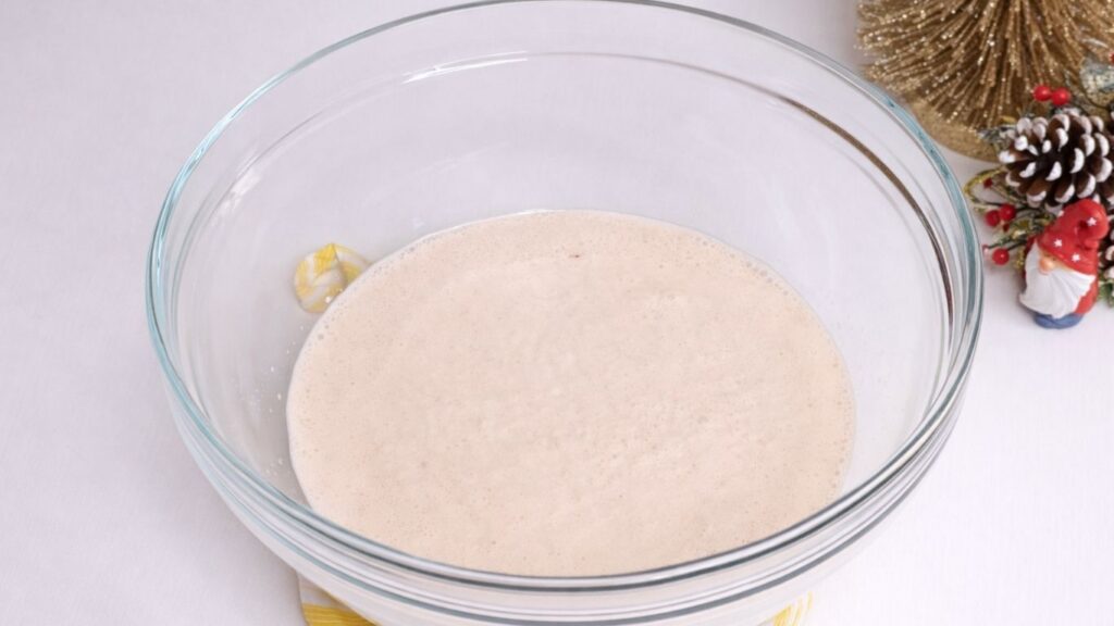 activated yeast mixture ready for milk bread dough