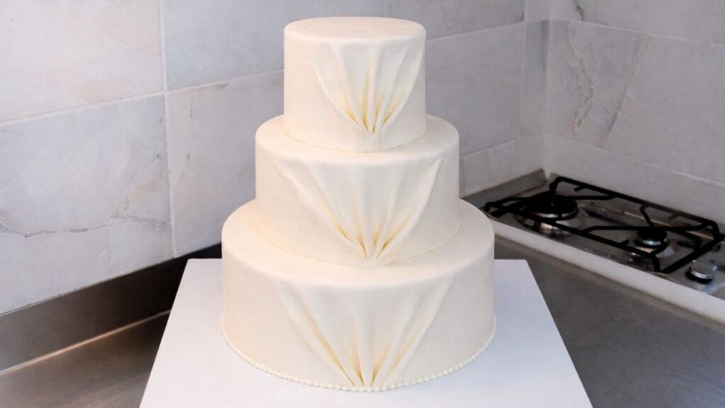Fully assembled 3-tier wedding cake
