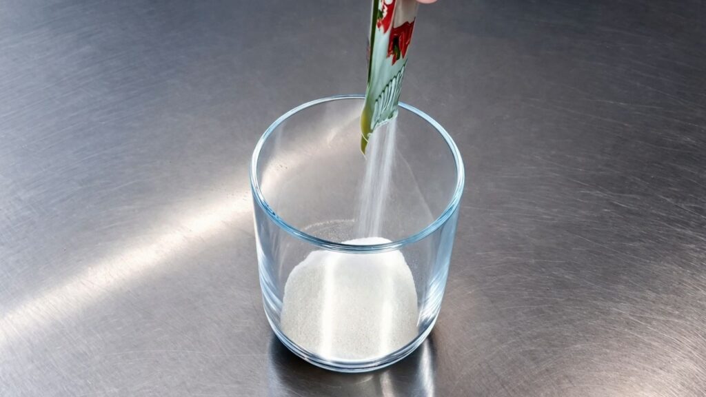 homemade fondant recipe – pouring gelatin powder into a bowl