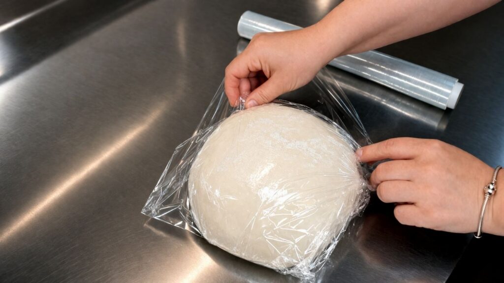 homemade fondant recipe – wrapping finished homemade fondant tightly in plastic wrap to rest