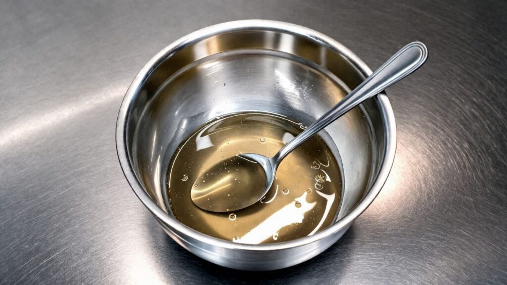 homemade fondant recipe – cooked dextrose and water mixture boiling in a saucepan