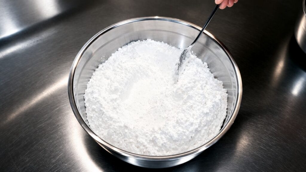 homemade fondant recipe – powdered sugar in a bowl ready for mixing