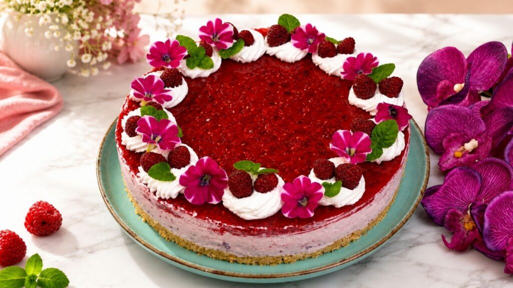 Easy No Bake Raspberry Yogurt Cake Recipe