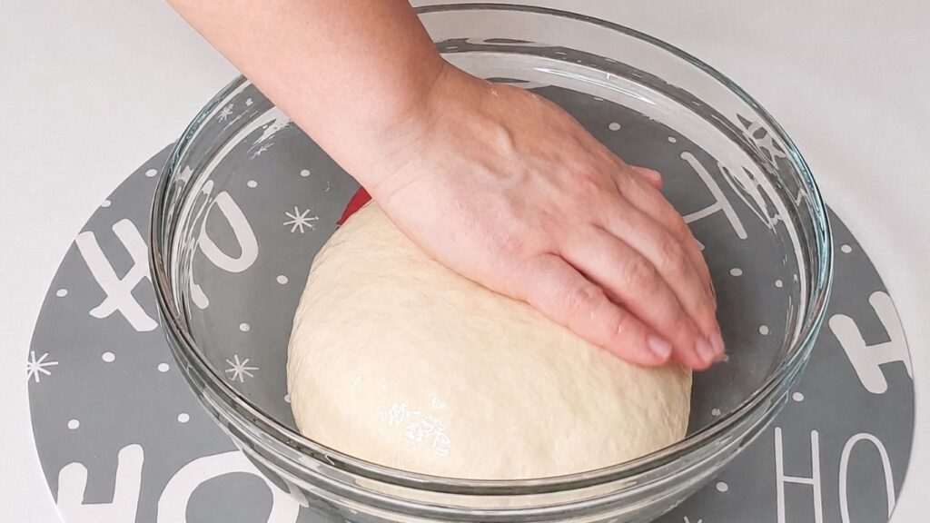 Kneaded dough placed in a lightly oiled bowl to rise.