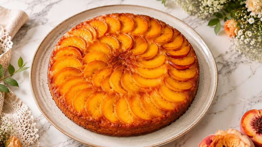 Easy 2-Step Peach Upside Down Cake Recipe: Simple and Delicious