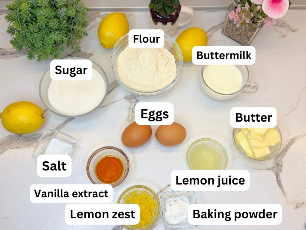 ingredients for lemon pound cake