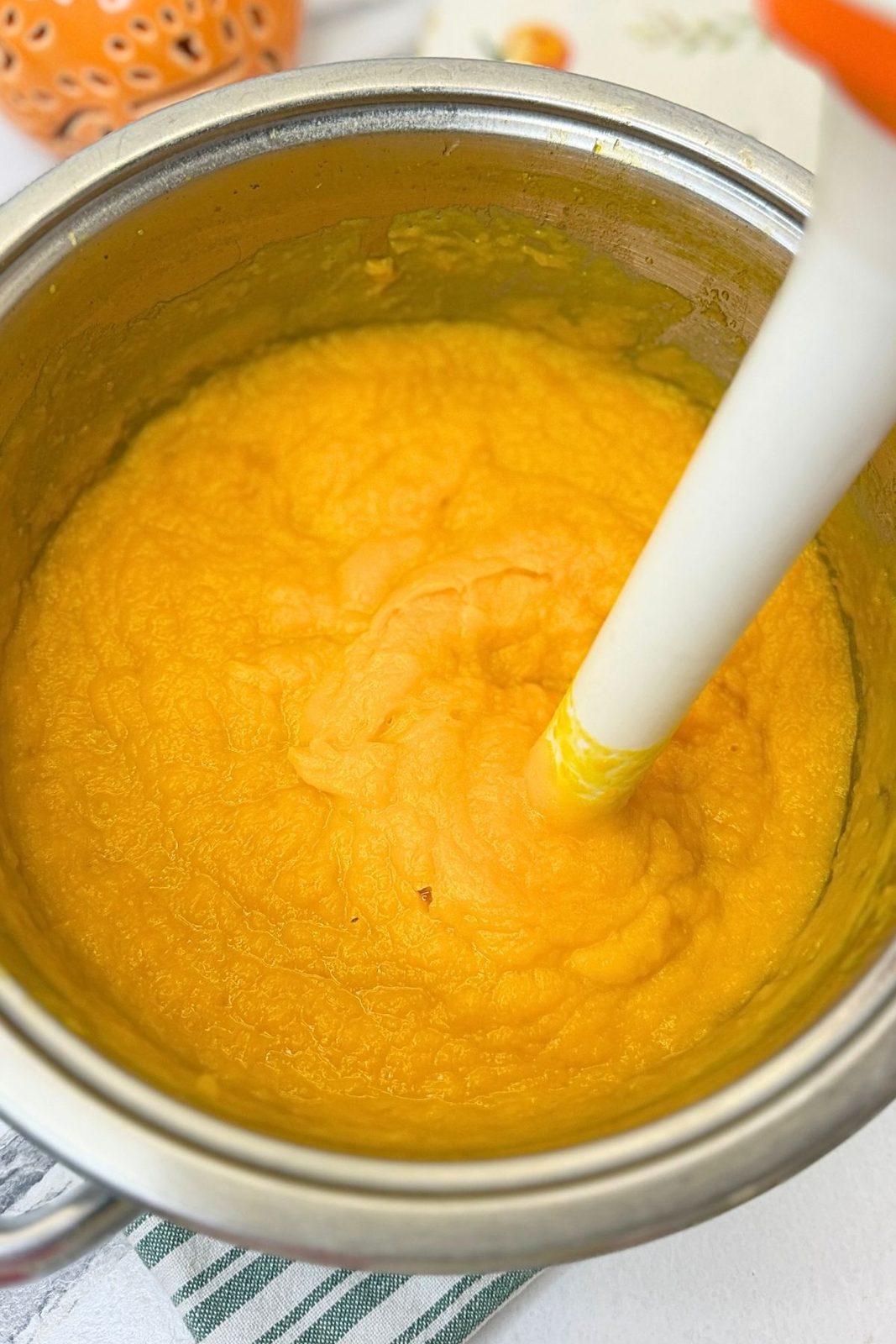 Smooth fresh pumpkin puree blended with butter